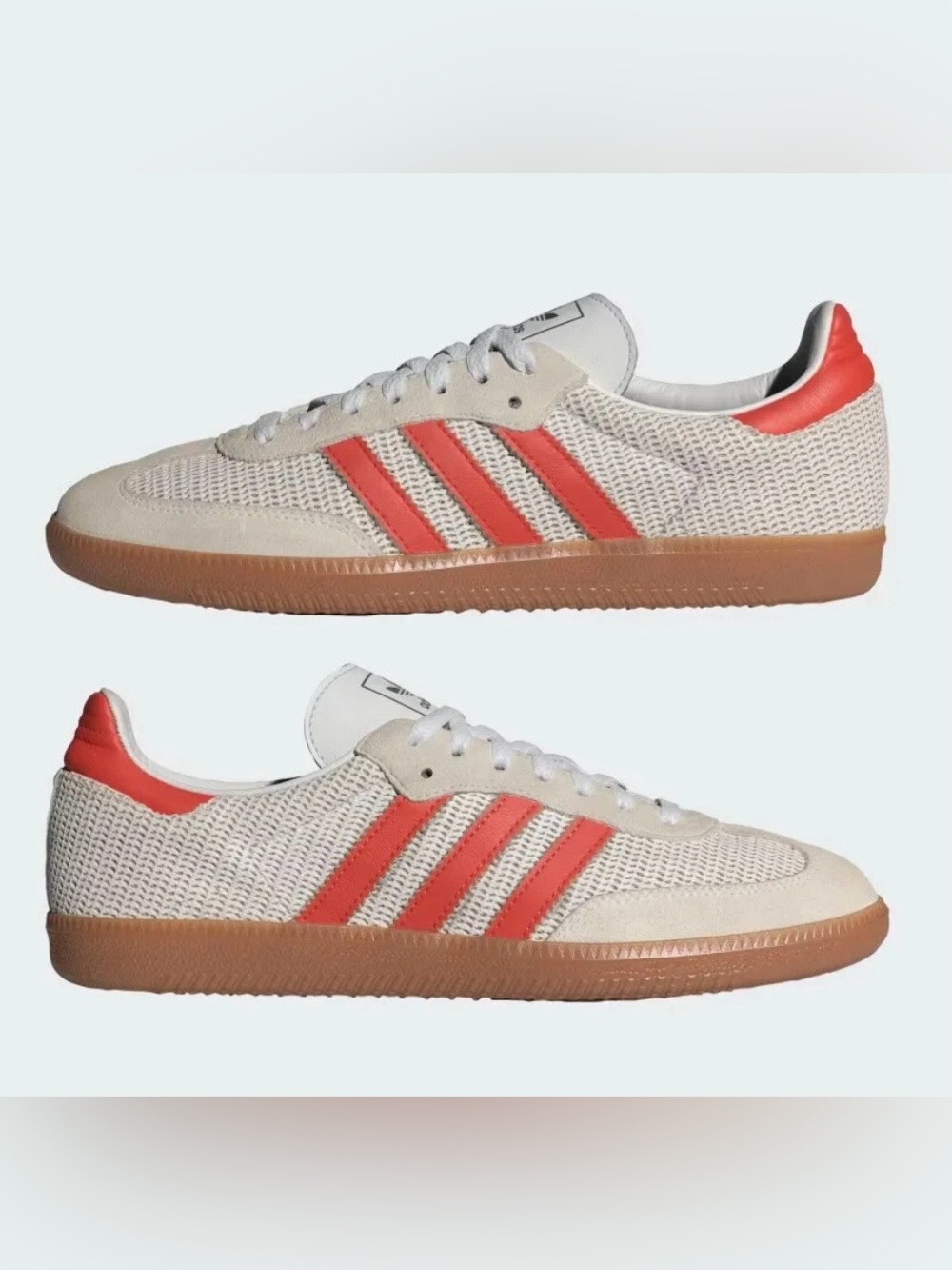 Adidas Samba OG Crystal White Preloved Red Sneakers Shoes-Mens 8.5 / Womens 9.5
